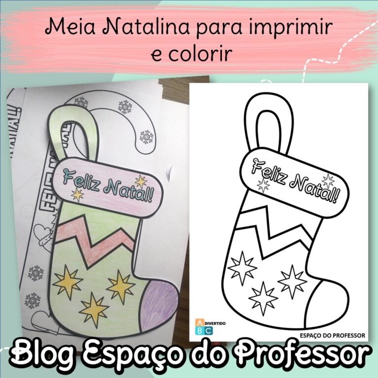 Meia Natalina para Imprimir e Colorir